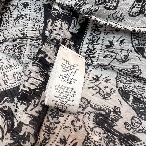 JOIE Black/White Stripe Round Neck Peasant Top 3/4 Sleeve Size XS - Picture 10 of 10